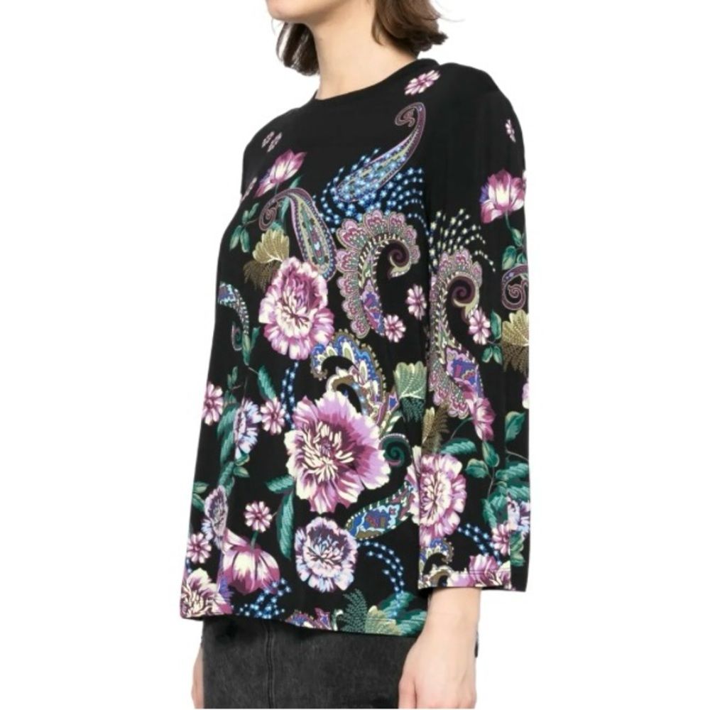 New Johnny Was The Janie Favorite V-Neck Kimono Sleeve Tee Floral Size Xl